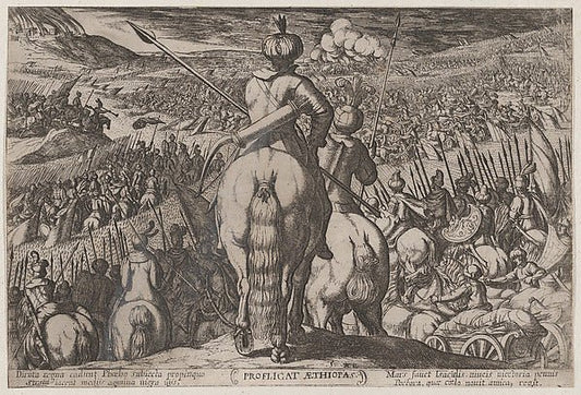 Antonio Tempesta:Plate 5: The Defeat of the Ethiopians from-16x12"(A3) Poster