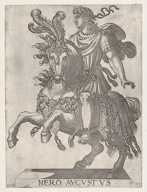 Antonio Tempesta:Plate 6: Emperor Nero on Horseback from ' T-16x12"(A3) Poster