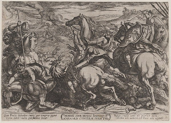 Antonio Tempesta:Plate 6: The Israelites Defeated by the Can-16x12"(A3) Poster
