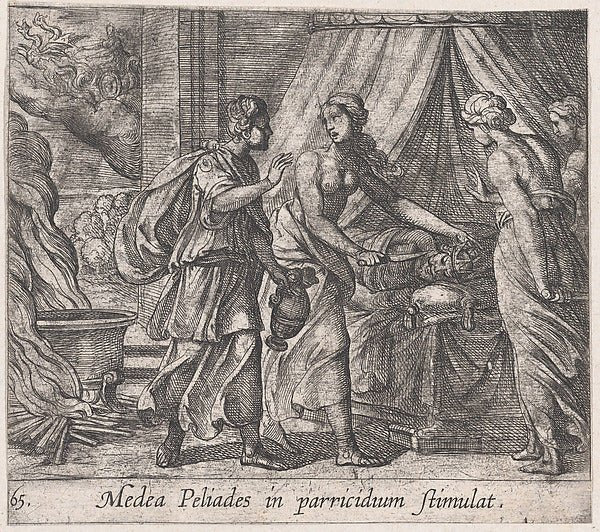 Antonio Tempesta:Plate 65: Medea Urging the Daughters of Kin-16x12"(A3) Poster