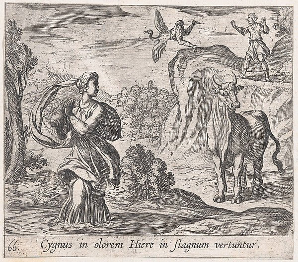 Antonio Tempesta:Plate 66: Cycnus and Hyrie  from Ovid's 'Me-16x12"(A3) Poster