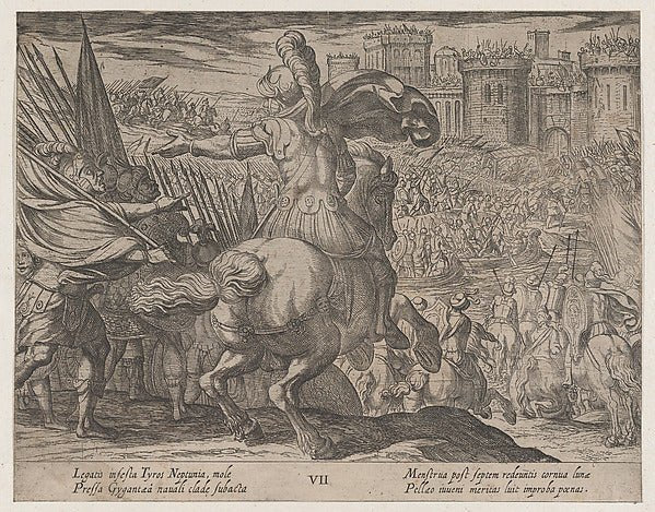Antonio Tempesta:Plate 7: Alexander Attacking Tyre from the-16x12"(A3) Poster