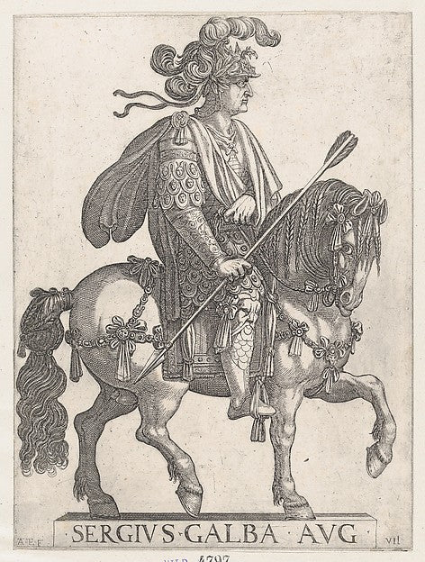 Antonio Tempesta:Plate 7: Emperor Galba on Horseback from 'T-16x12"(A3) Poster