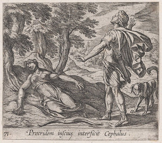 Antonio Tempesta:Plate 71: Procris Killed by Cephalus's Jave-16x12"(A3) Poster