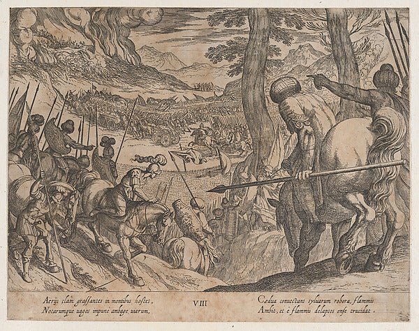 Antonio Tempesta:Plate 8: Alexander Encircling the Enemy Tro-16x12"(A3) Poster