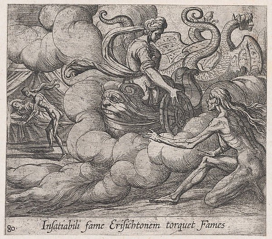 Antonio Tempesta:Plate 80: Ceres' Nymph Telling Famine to St-16x12"(A3) Poster