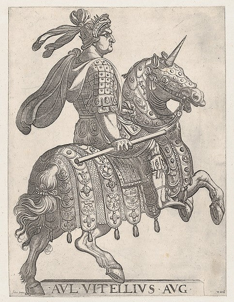 Antonio Tempesta:Plate 9: Emperor Vitellus on Horseback from-16x12"(A3) Poster