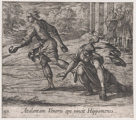 Antonio Tempesta:Plate 97: Hippomenes Winning the Race with-16x12"(A3) Poster