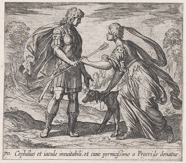 Antonio Tempesta:Pltae 70: Procris Giving Cephalus a Dog and-16x12"(A3) Poster
