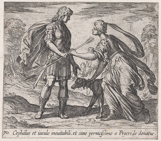 Antonio Tempesta:Pltae 70: Procris Giving Cephalus a Dog and-16x12"(A3) Poster