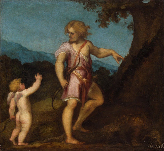 Apollo and Eros, vintage artwork by Andrea Schiavone, A3 (16x12") Poster Print