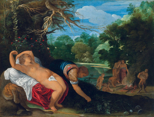 Apollo und Coronis, vintage artwork by Johann König, 12x8" (A4) Poster