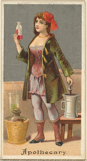 :Apothecary from the Occupations for Women series for Old Judge and Dogs Head Cigarettes 1887, vintage artwork, 16x12"(A3) Poster Print
