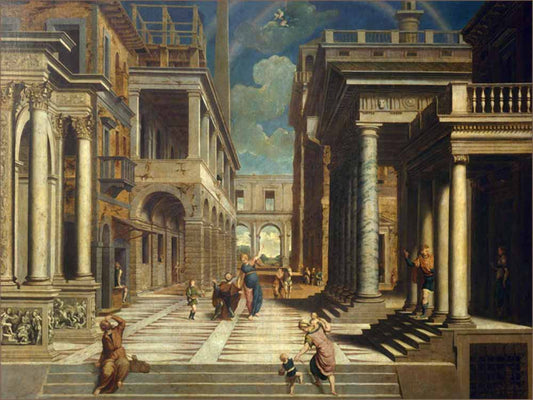 Apparition of the Siby l to Emperor Augustus, vintage artwork by Paris Bordone, A3 (16x12") Poster Print