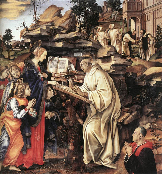 Apparition of The Virgin to St Bernard, vintage artwork by Filippino Lippi, A3 (16x12") Poster Print