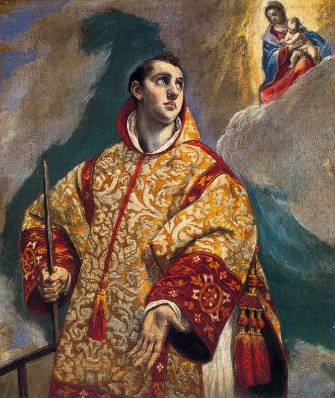 Apparition of the Virgin to St Lawrence, vintage artwork by El Greco, A3 (16x12") Poster Print