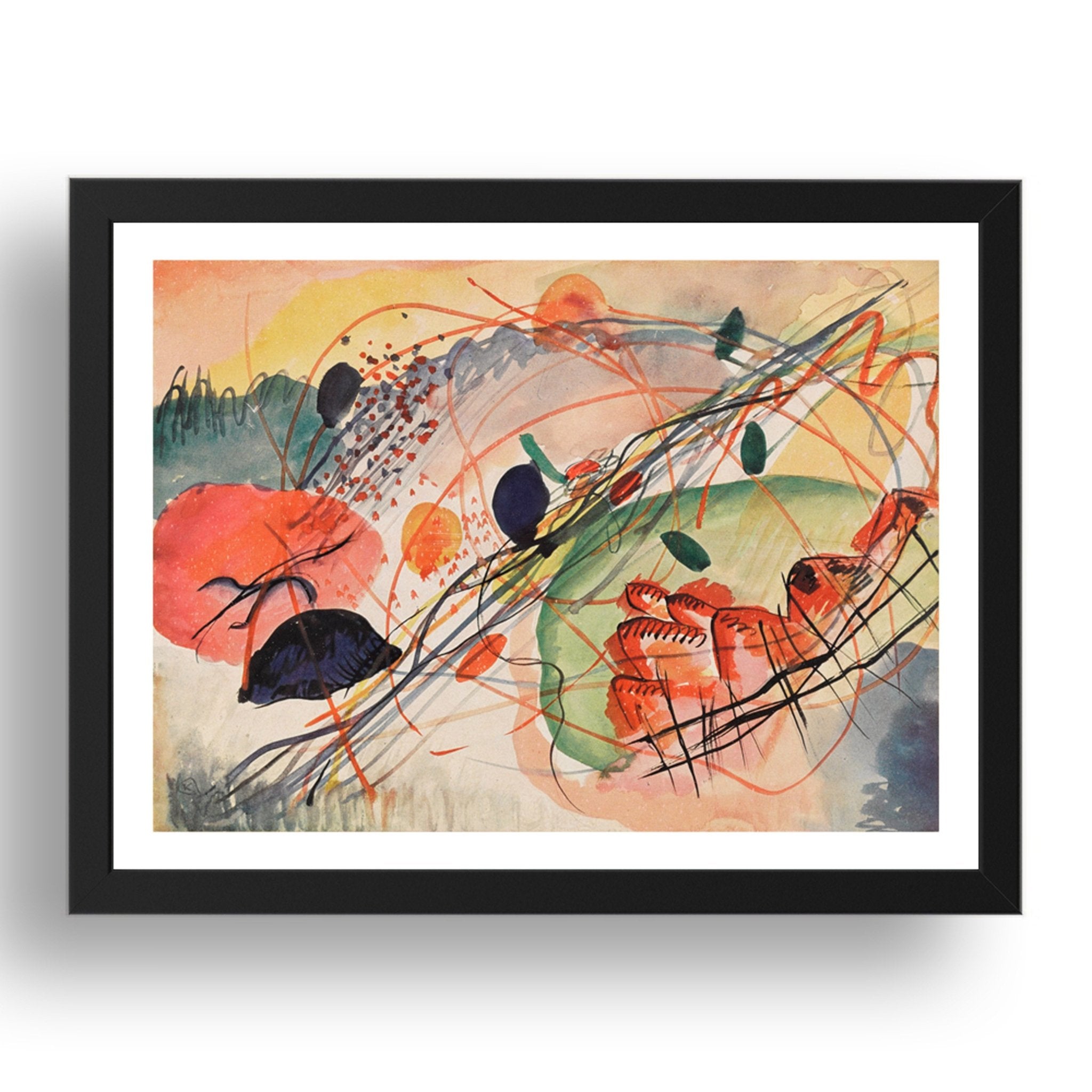 Aquarell 6, Kunstdrucke auf japanpapier by Wassily Kandinsky, 17x13" Frame