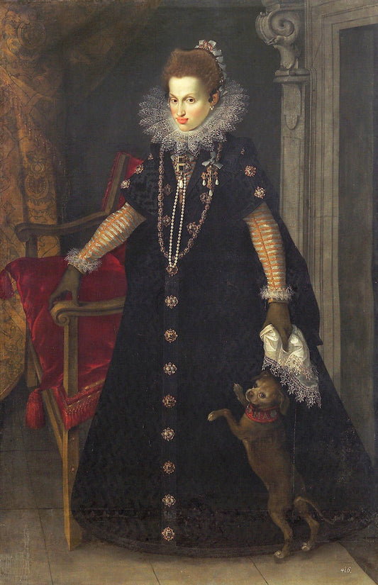 Archduchess Maria Anna (1574-1616), Duchess of Bavaria, with a Dog, vintage artwork by Joseph Heintz the Elder, A3 (16x12") Poster Print