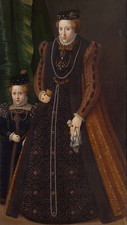 Archduchess Maria, Duchess of Jülich, Cleve and Berg with Her Daughter Maria Eleonore, vintage artwork by Jacob Seisenegger, A3 (16x12") Poster Print