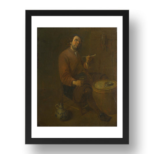 Arent Diepraem: A Peasant seated smoking, Poster in 17x13"(A3) Frame