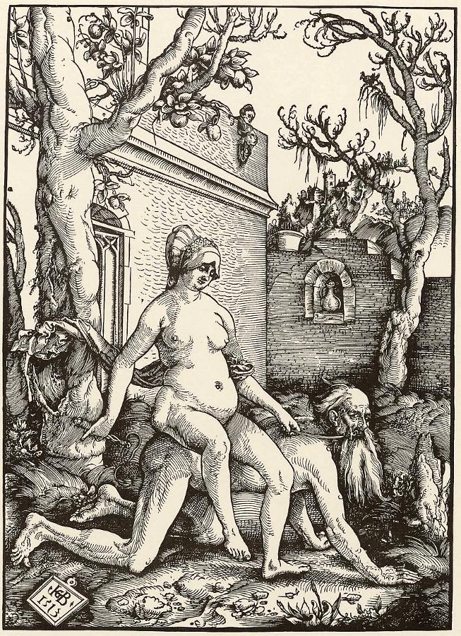Aristotle and Phyllis, vintage artwork by Hans Baldung, A3 (16x12") Poster Print