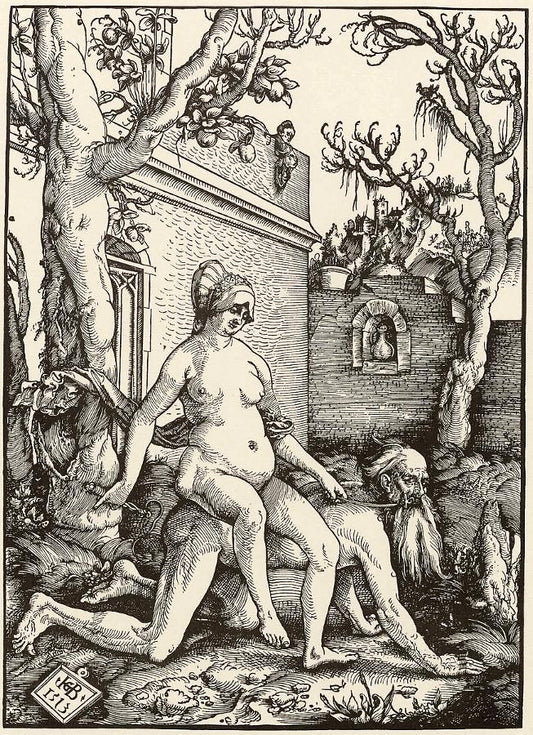 Aristotle and Phyllis, vintage artwork by Hans Baldung, A3 (16x12") Poster Print