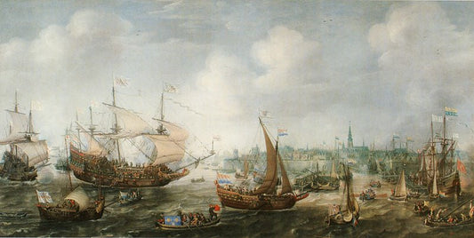 Arrival of Frederic V of the Paltz and Elisabeth Stuart in Vlissingen, 1613, vintage artwork by Cornelis van Wieringen, A3 (16x12") Poster Print
