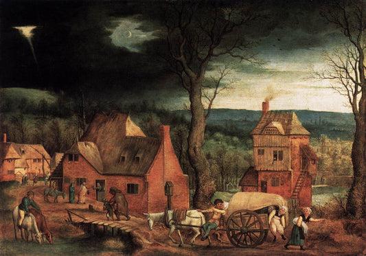 Arrival of the Holy Family in Bethlehem, vintage artwork by Cornelis Massys, A3 (16x12") Poster Print
