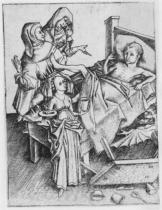 Ars moriendi (Meister_E.S.),, vintage artwork by Master E.S., A3 (16x12") Poster Print