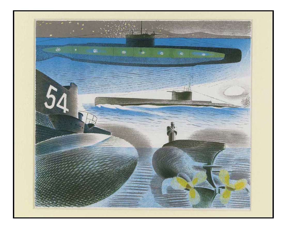 Aspects of Submarines, WW2 - War Artist Captain Eric Ravilious, vintage art, A3 (16x12") Poster Print