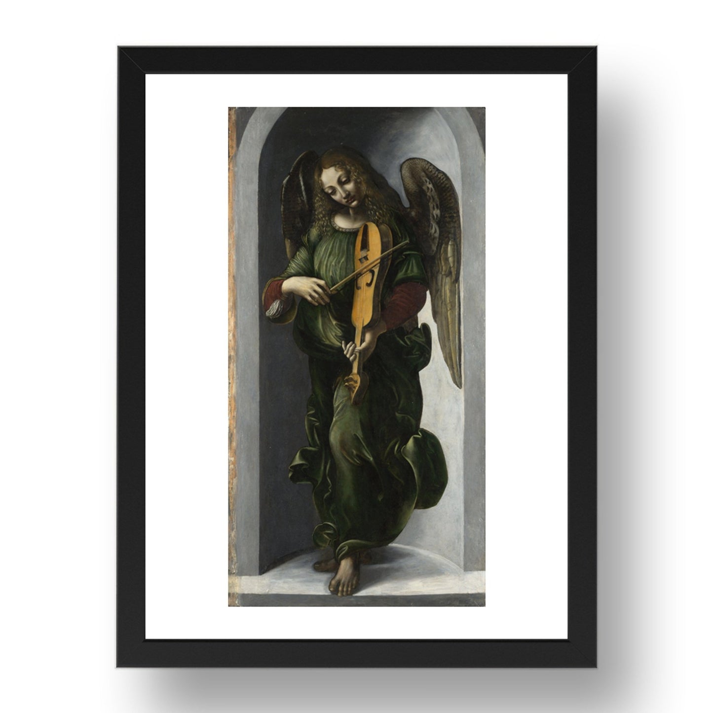 Associate of Leonardo da Vinci: An Angel in Green with a Vielle, Poster in 17x13"(A3) Frame