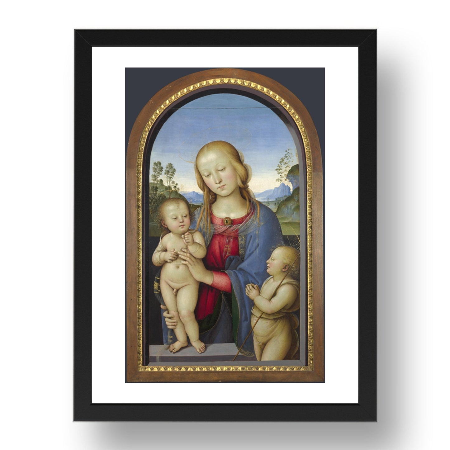 Associate of Pietro Perugino: The Virgin and Child with Saint John, Poster in 17x13"(A3) Frame
