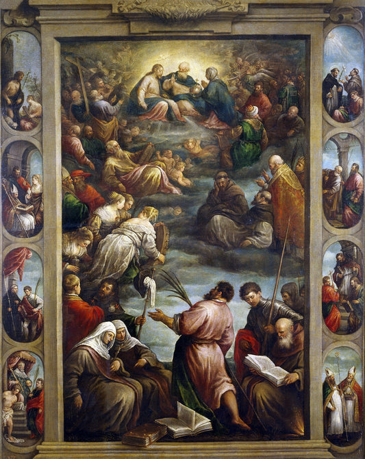 Assumption of Mary, vintage artwork by Francesco Bassano  the Younger, 12x8" (A4) Poster