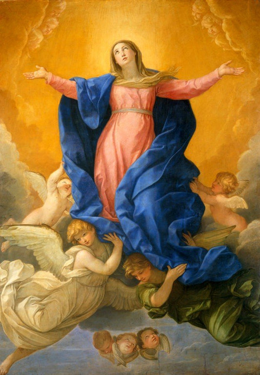 Assumption of Mary, vintage artwork by Guido Reni, 12x8" (A4) Poster