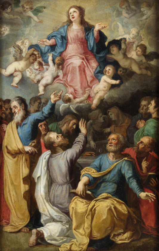 Assumption of Mary, vintage artwork by Hendrick van Balen, 12x8" (A4) Poster