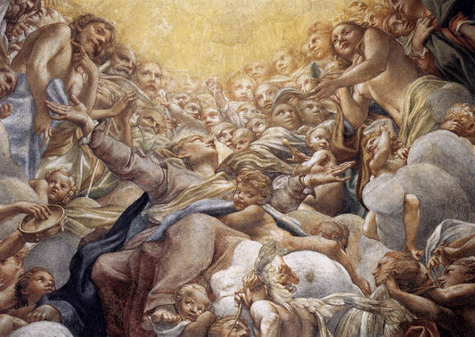 Assumption of the Virgin (detail), vintage artwork by Correggio, A3 (16x12") Poster Print
