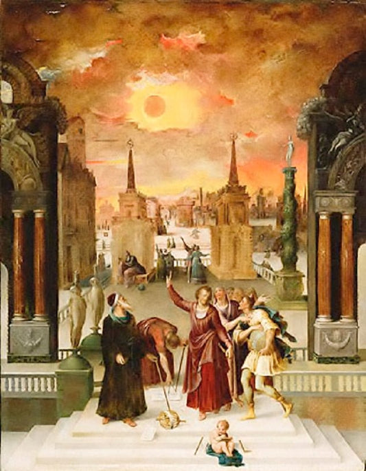 Astronomers Studying an Eclipse, vintage artwork by Antoine Caron, A3 (16x12") Poster Print
