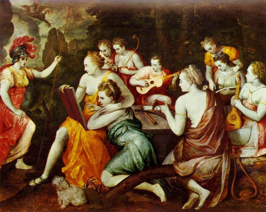 Athena with the Muses, vintage artwork by Frans Floris, A3 (16x12") Poster Print