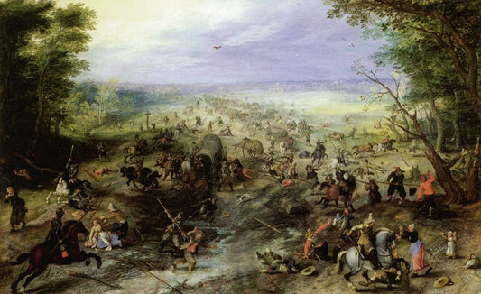 Attack on a Convoy, vintage artwork by Jan Brueghel the Elder, 12x8" (A4) Poster