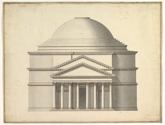 Attributed to Antonio Maria Visentini:Facade of a Rotunda 16-16x12"(A3) Poster