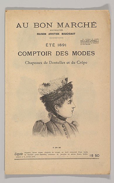 :Au Bon Marché-Comptoir des Modes Chapeaux de Dentelles et de Crêpe Été 1891 1891, vintage artwork, 16x12"(A3) Poster Print