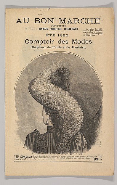 :Au Bon Marché-Comptoir des Modes Chapeaux de Paille de Fantaisie Éte 1890 1890, vintage artwork, 16x12"(A3) Poster Print