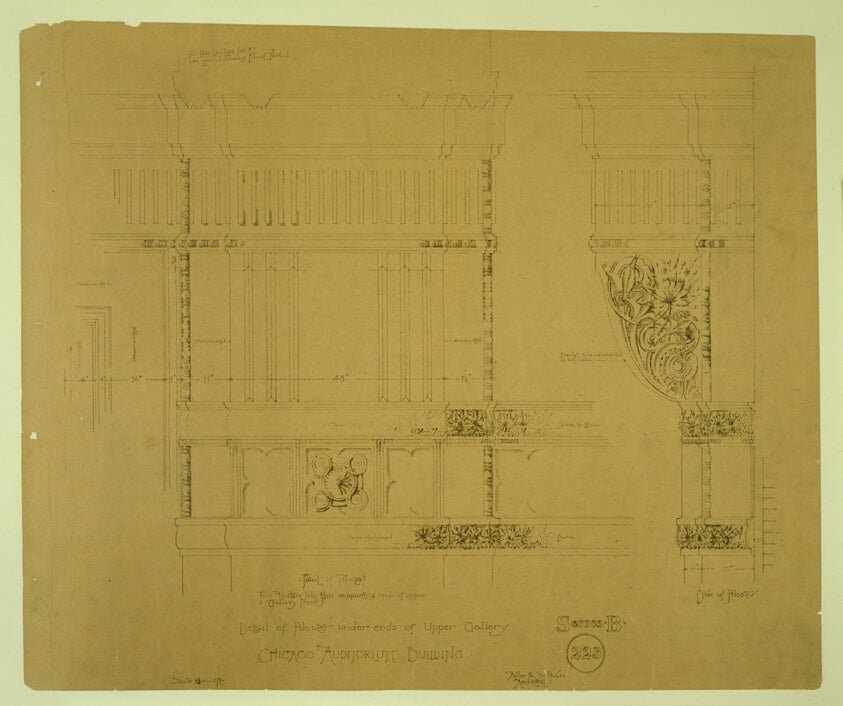Auditorium Building, Chicago, Illinois, Ornamental Plaster Work, Pilaster Details by  Adler and Sullivan, 23x16"( A2 size ) Poster Print