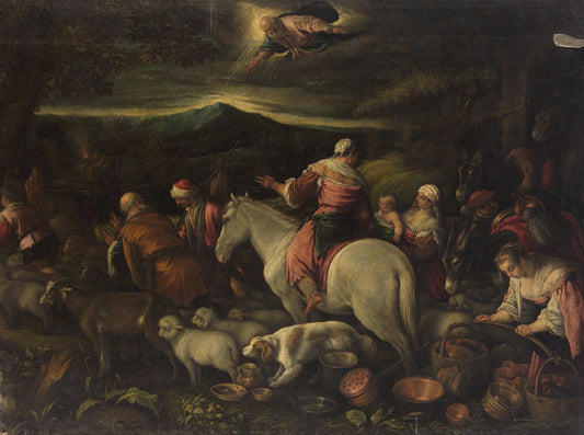 Aufbruch Abrahams ins gelobte Land  (Abraham in the Holy Land), vintage artwork by Leandro Bassano, A3 (16x12") Poster Print