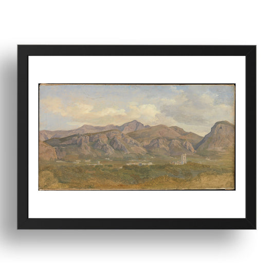 August Lucas: Monte Sant'Angelo near Sorrento (1832), vintage artwork, A3 Size Reproduction Poster Print in 17x13" Black Frame