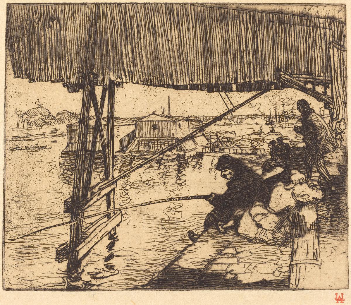 Auguste Lepère:Under the Bridge of Bercy (Sous le pont de Be,16x12"(A3) Poster