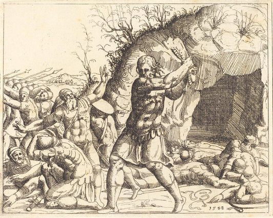 Augustin Hirschvogel:Samson Slays the Philistines,16x12"(A3) Poster