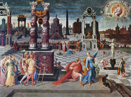 Augustus and the Siby l of the Tiber, vintage artwork by Antoine Caron, A3 (16x12") Poster Print
