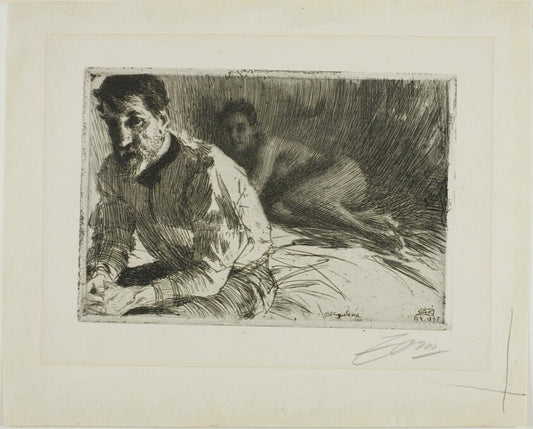 Augustus Saint-Gaudens II (Saint-Gaudens and His Model) by  Anders Zorn, 23x16"( A2 size) Poster Print