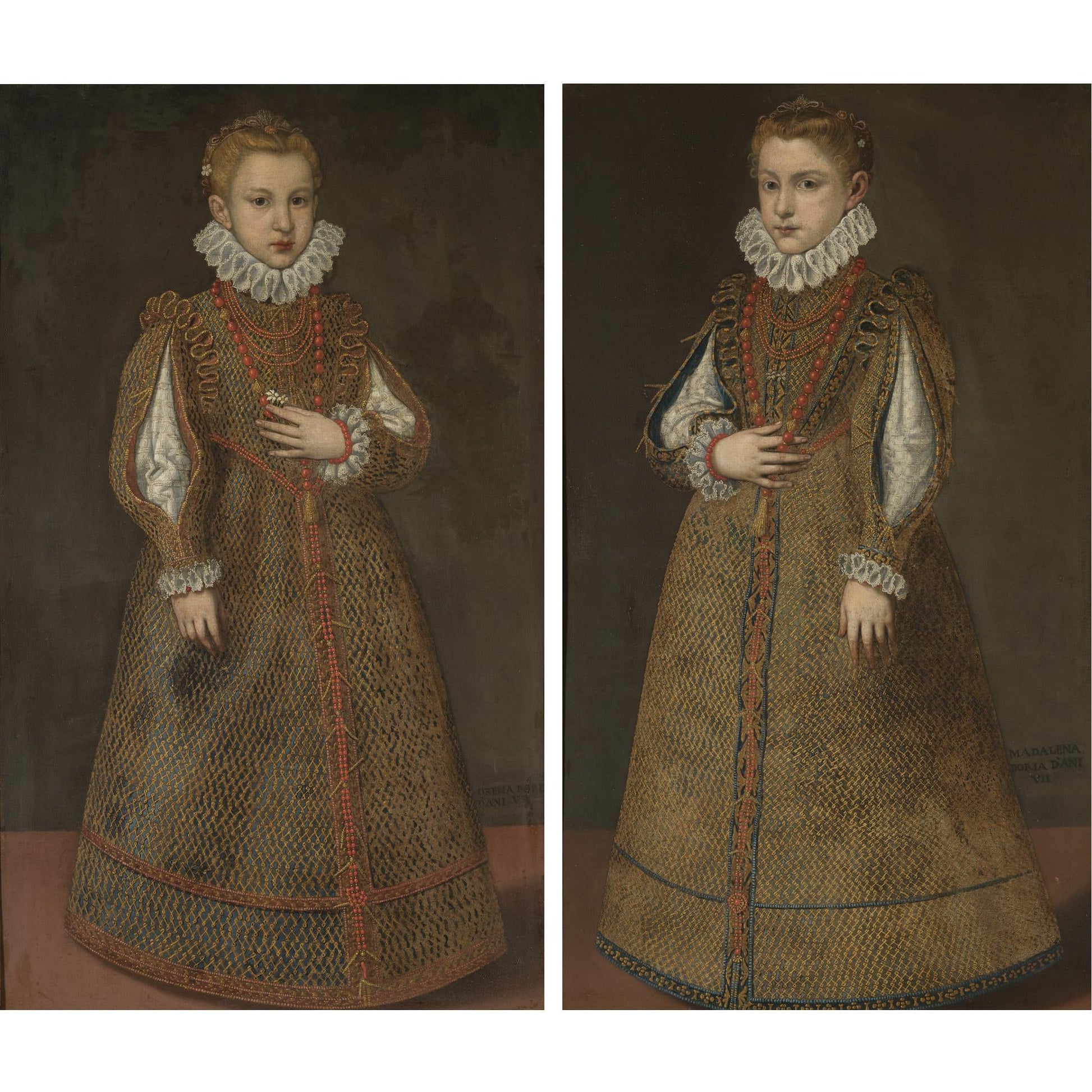 Aurelia and Madalena Doria, vintage artwork by Italian School 16th Century - Unknown, A3 (16x12") Poster Print
